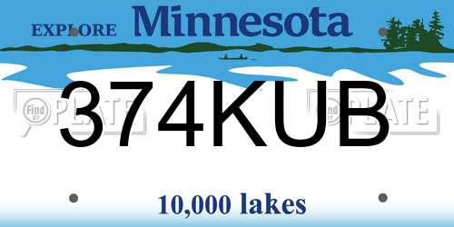 374KUB Minnesota License Plate