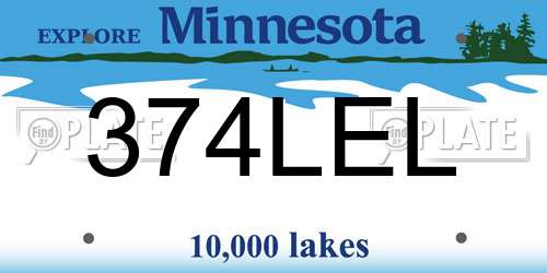 374LEL Minnesota License Plate