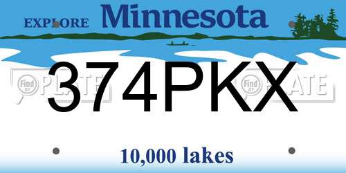 374PKX Minnesota License Plate