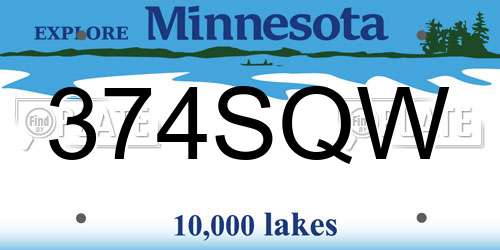 374SQW Minnesota License Plate