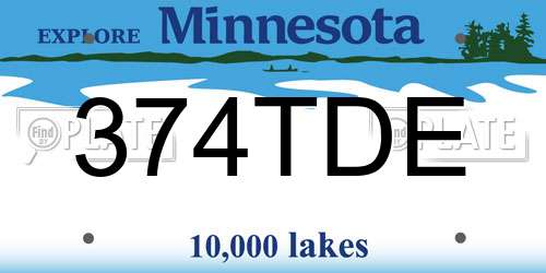374TDE Minnesota License Plate