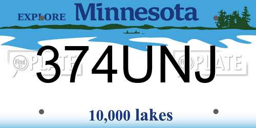 374UNJ Minnesota License Plate