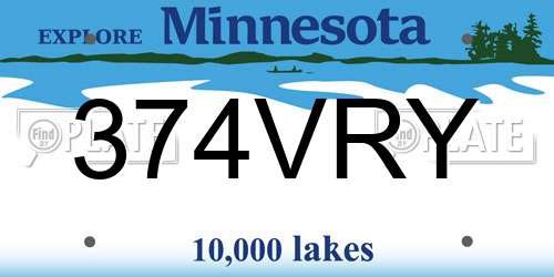 374VRY Minnesota License Plate