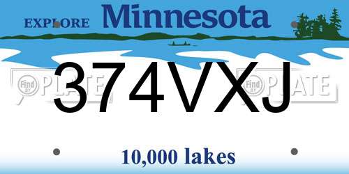 374VXJ Minnesota License Plate