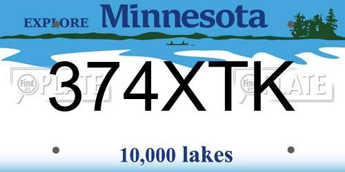 374XTK Minnesota License Plate