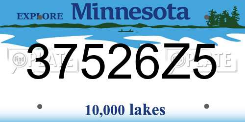 37526Z5 Minnesota License Plate