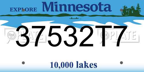 37532T7 Minnesota License Plate
