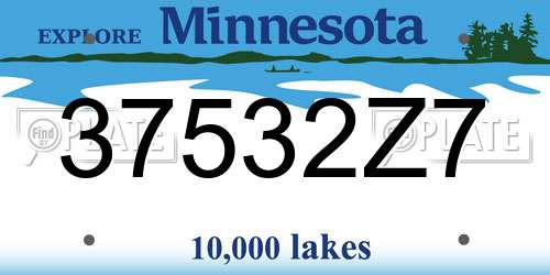 37532Z7 Minnesota License Plate
