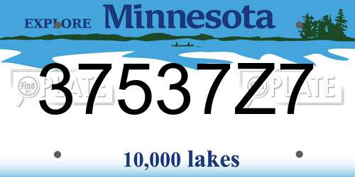 37537Z7 Minnesota License Plate