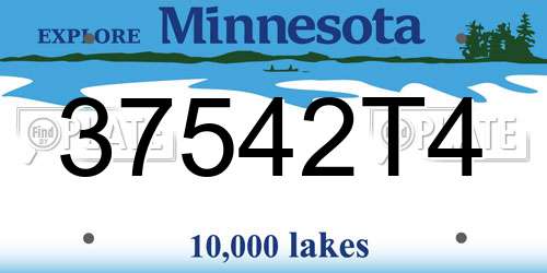 37542T4 Minnesota License Plate