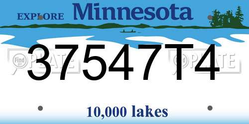 37547T4 Minnesota License Plate