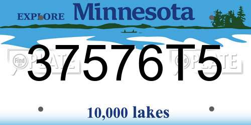 37576T5 Minnesota License Plate