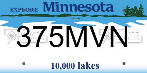 375MVN Minnesota License Plate