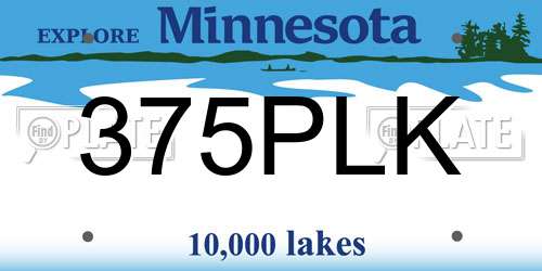 375PLK Minnesota License Plate