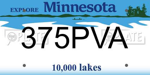 375PVA Minnesota License Plate