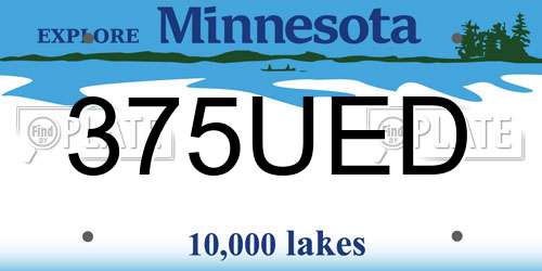 375UED Minnesota License Plate