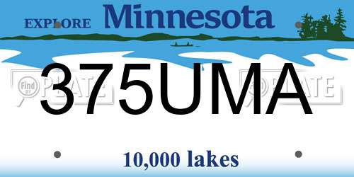 375UMA Minnesota License Plate