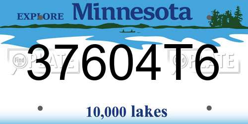 37604T6 Minnesota License Plate