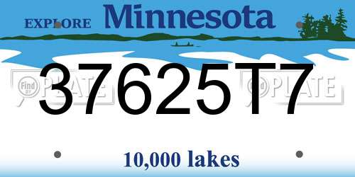 37625T7 Minnesota License Plate