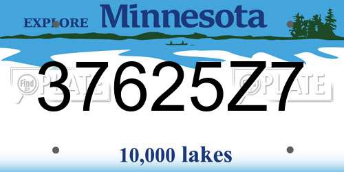 37625Z7 Minnesota License Plate