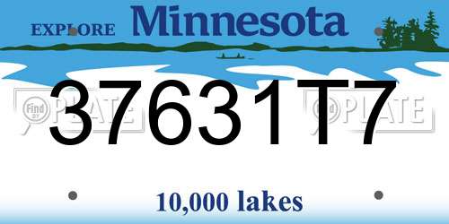 37631T7 Minnesota License Plate