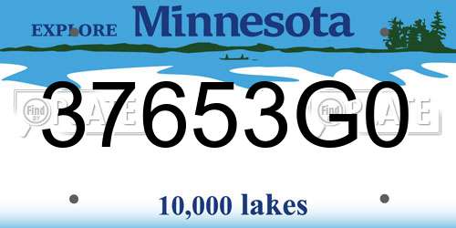 37653G0 Minnesota License Plate