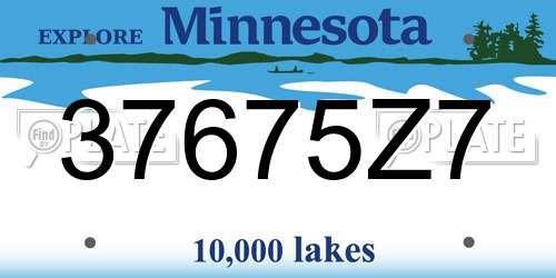 37675Z7 Minnesota License Plate