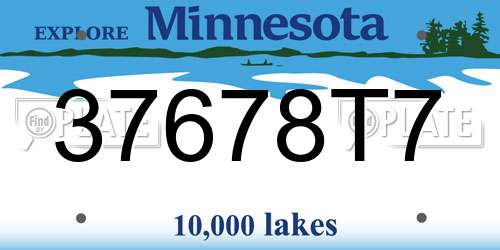 37678T7 Minnesota License Plate