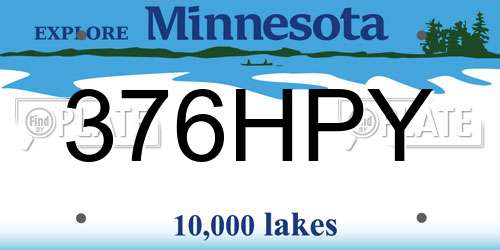 376HPY Minnesota License Plate