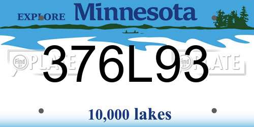 376L93 Minnesota License Plate