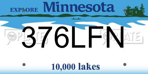 376LFN Minnesota License Plate