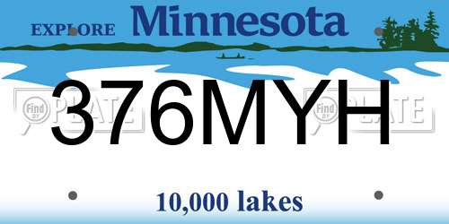 376MYH Minnesota License Plate