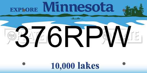 376RPW Minnesota License Plate