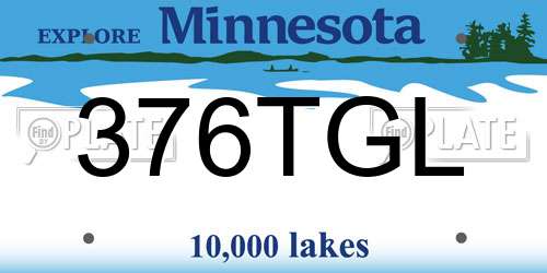 376TGL Minnesota License Plate