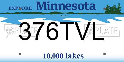 376TVL Minnesota License Plate