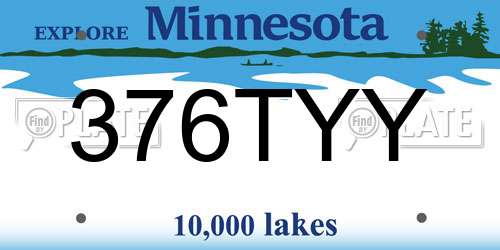 376TYY Minnesota License Plate