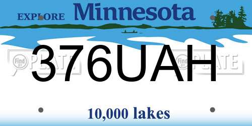 376UAH Minnesota License Plate
