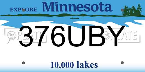 376UBY Minnesota License Plate