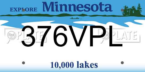 376VPL Minnesota License Plate