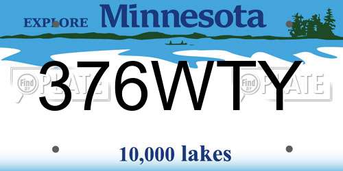 376WTY Minnesota License Plate