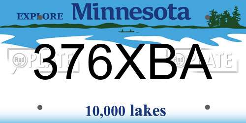 376XBA Minnesota License Plate