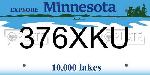 376XKU Minnesota License Plate
