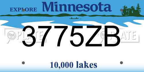 3775ZB Minnesota License Plate