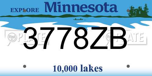 3778ZB Minnesota License Plate
