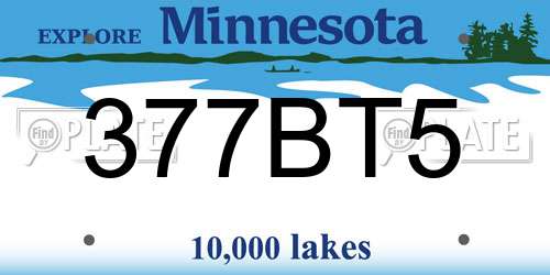 377BT5 Minnesota License Plate