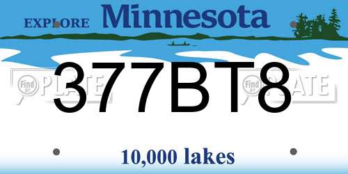 377BT8 Minnesota License Plate