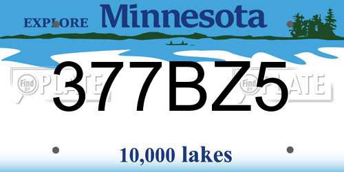 377BZ5 Minnesota License Plate