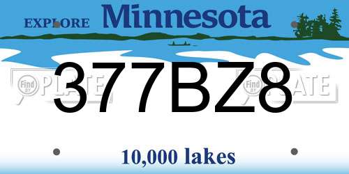 377BZ8 Minnesota License Plate