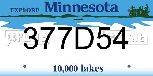 377D54 Minnesota License Plate