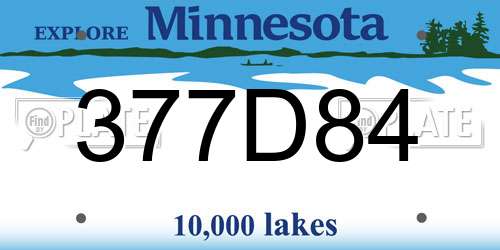 377D84 Minnesota License Plate